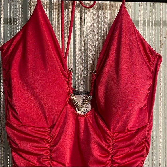 Fuchsia Ruched Mini Dress Size Small NWT - Picture 5 of 17